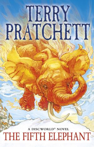 Cover of the 2013 Corgi edition of The Fifth Elephant with art by Josh Kirby